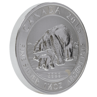 Silver Canadian Polar Bear & Cub 1-1/2 Ounce Coin