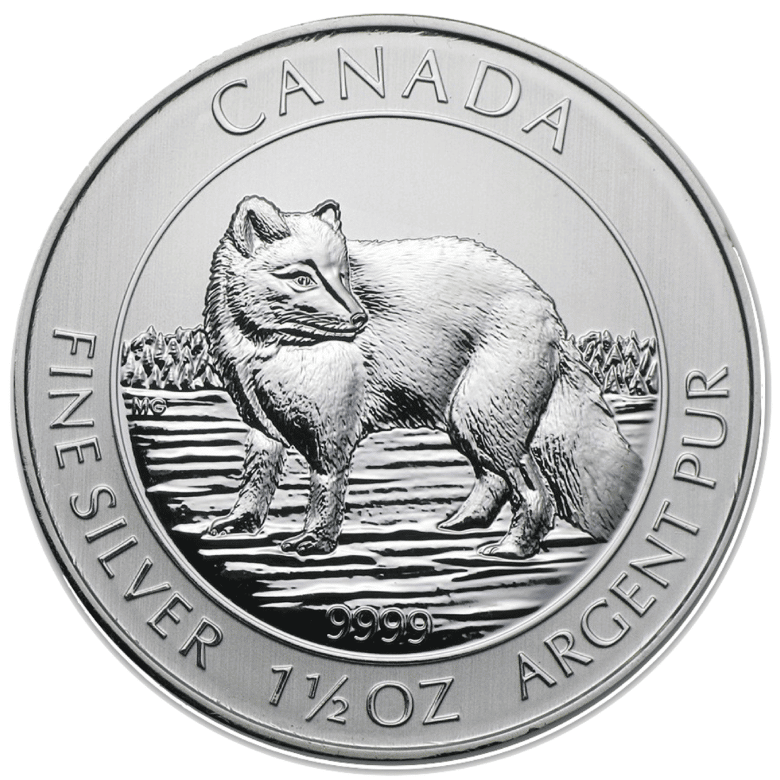 Silver Canadian Arctic Fox coin