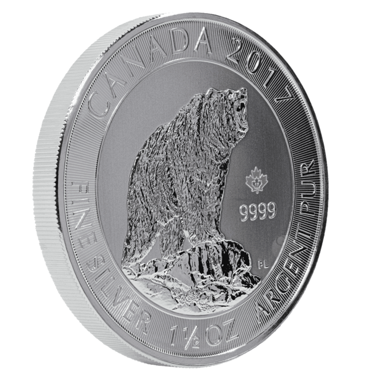 Silver Canadian Grizzly Bear 1-1/2 Ounce Coin - GSI Exchange