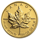 Gold Canadian Maple Leaf 1/20th