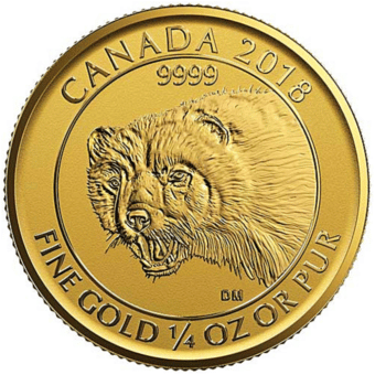 Gold Canadian Arctic Wolverine Coin 2018