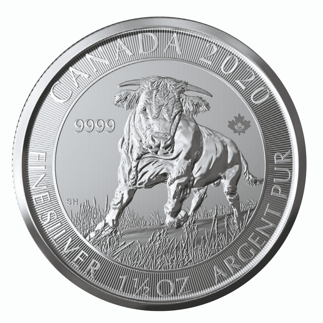 Silver Canadian Bull 1-1/2 Ounce Coin