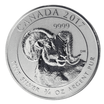 Silver Canadian Big Horn Sheep 3/4 Ounce Coin