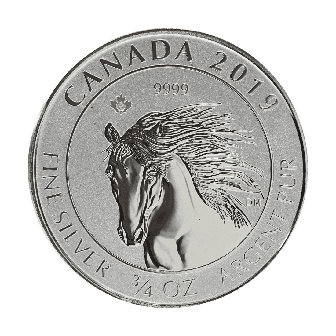 Silver Canadian Wild Horse 3/4 Ounce Coin
