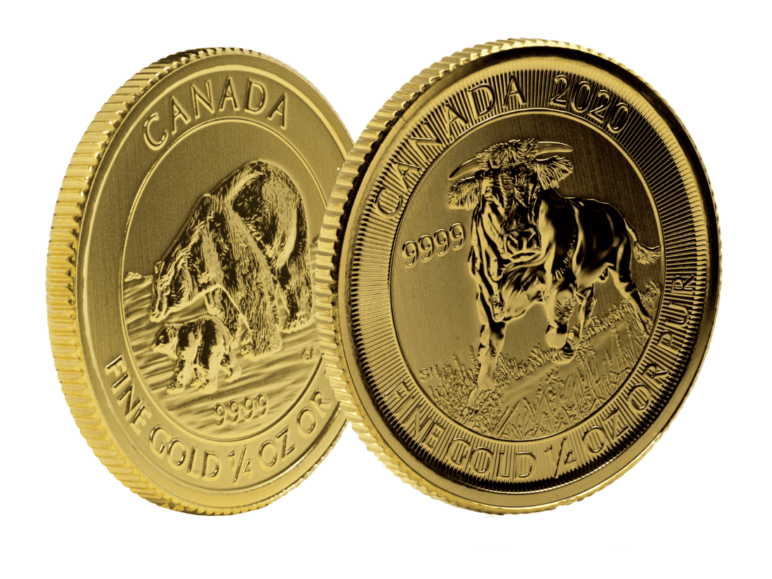 Gold Canadian Majestic Bull and Arctic Bear Coin Set