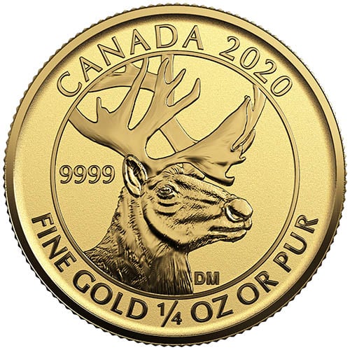 Canadian Gold Woodland Caribou 1/4 Ounce