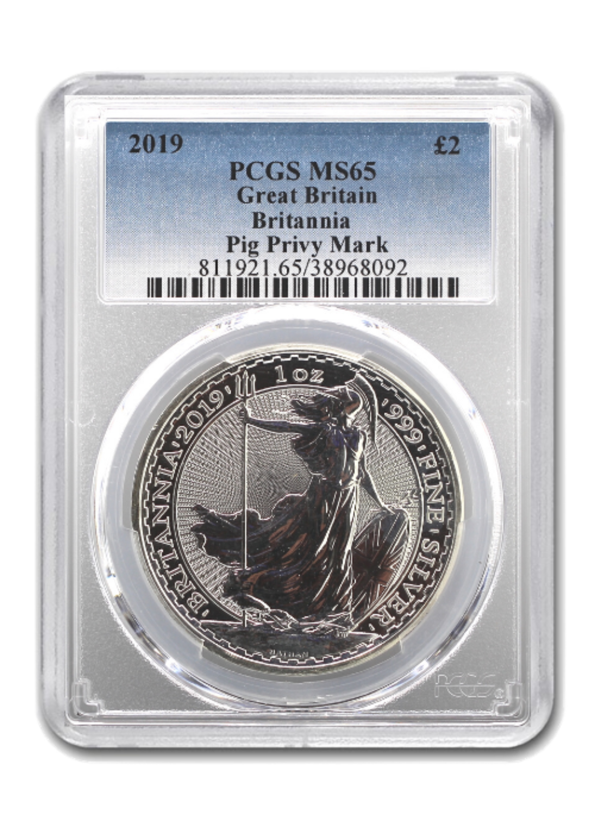 Silver Great Britain Britannia 1 oz. MS-65 2019 Year of the Pig Privy Mark  - GSI Exchange