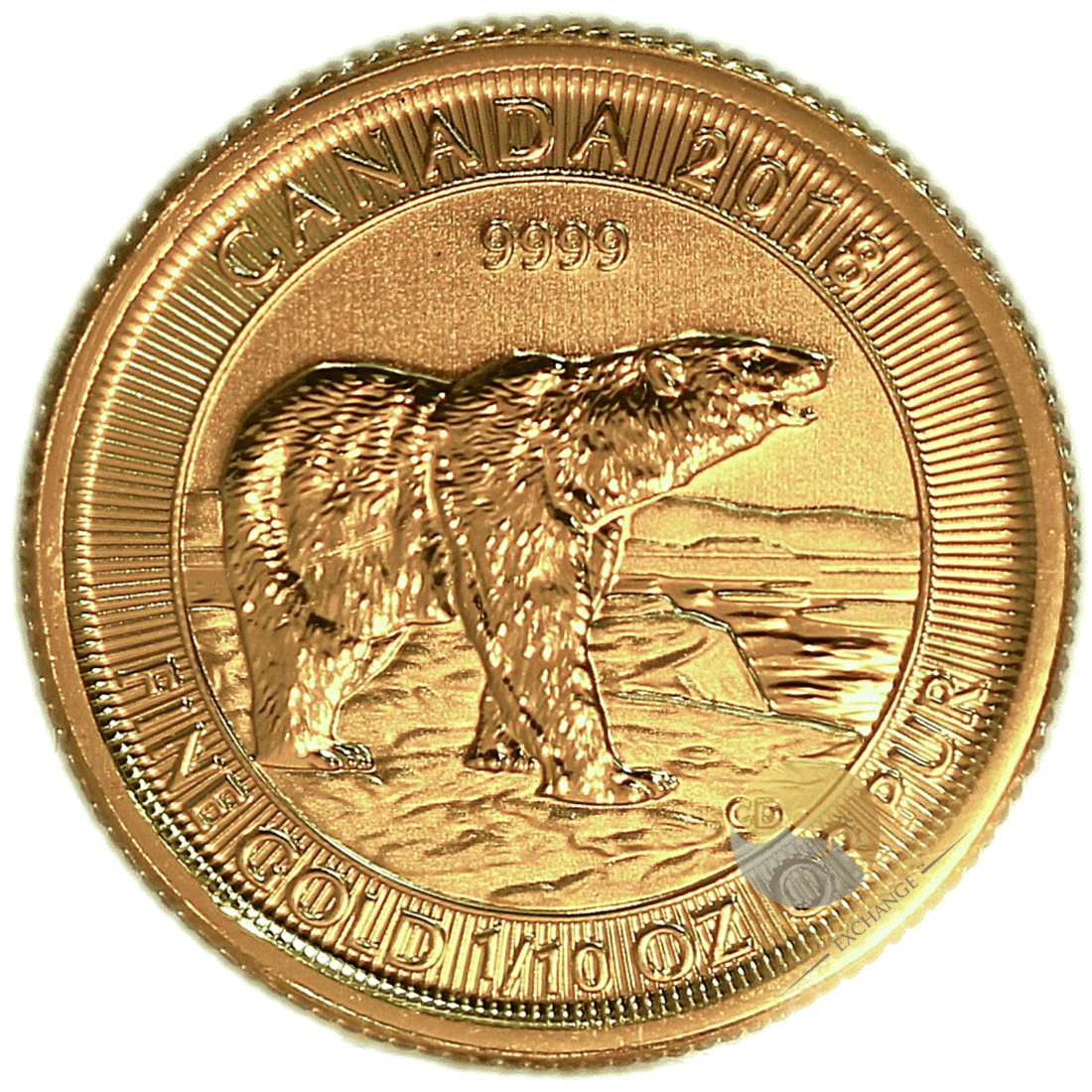 Gold Canadian Polar Bear Coin 1/10th Ounce