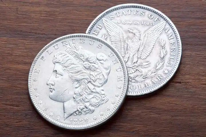 A Morgan Silver Dollar.