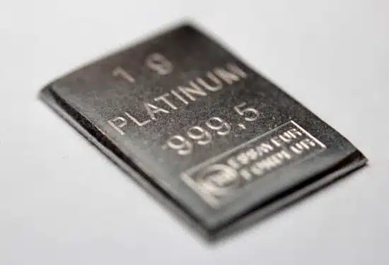 A close up shot of a piece of platinum.