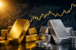 Gold and silver bars stacked with coins