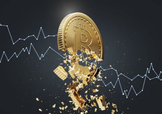 A bitcoin shattering down