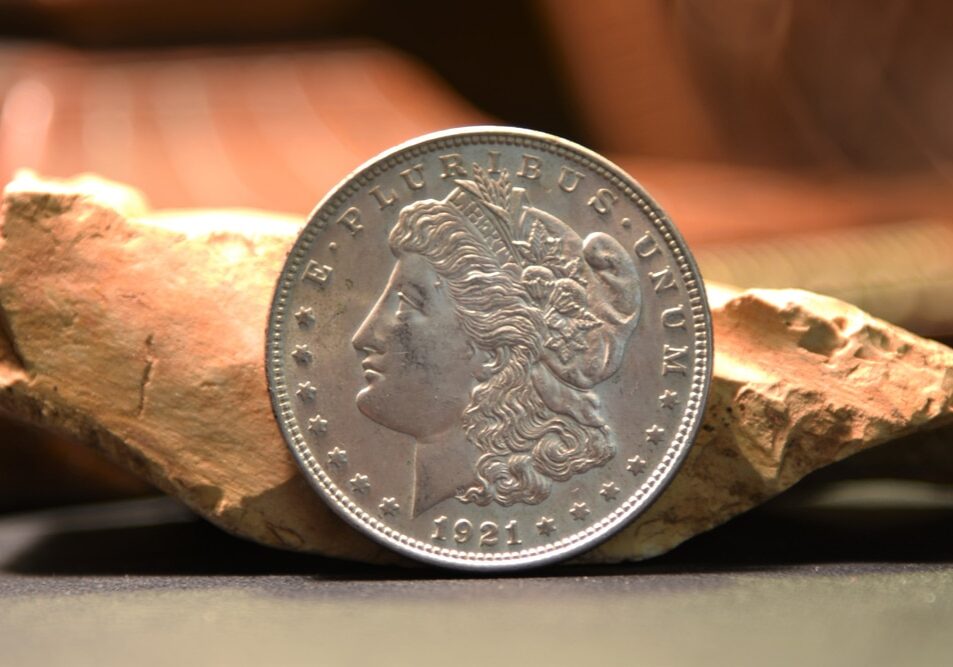 1921 Morgan silver dollar with 90% silver