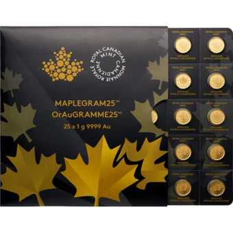 maplegram 25 royal mint gold coin set box